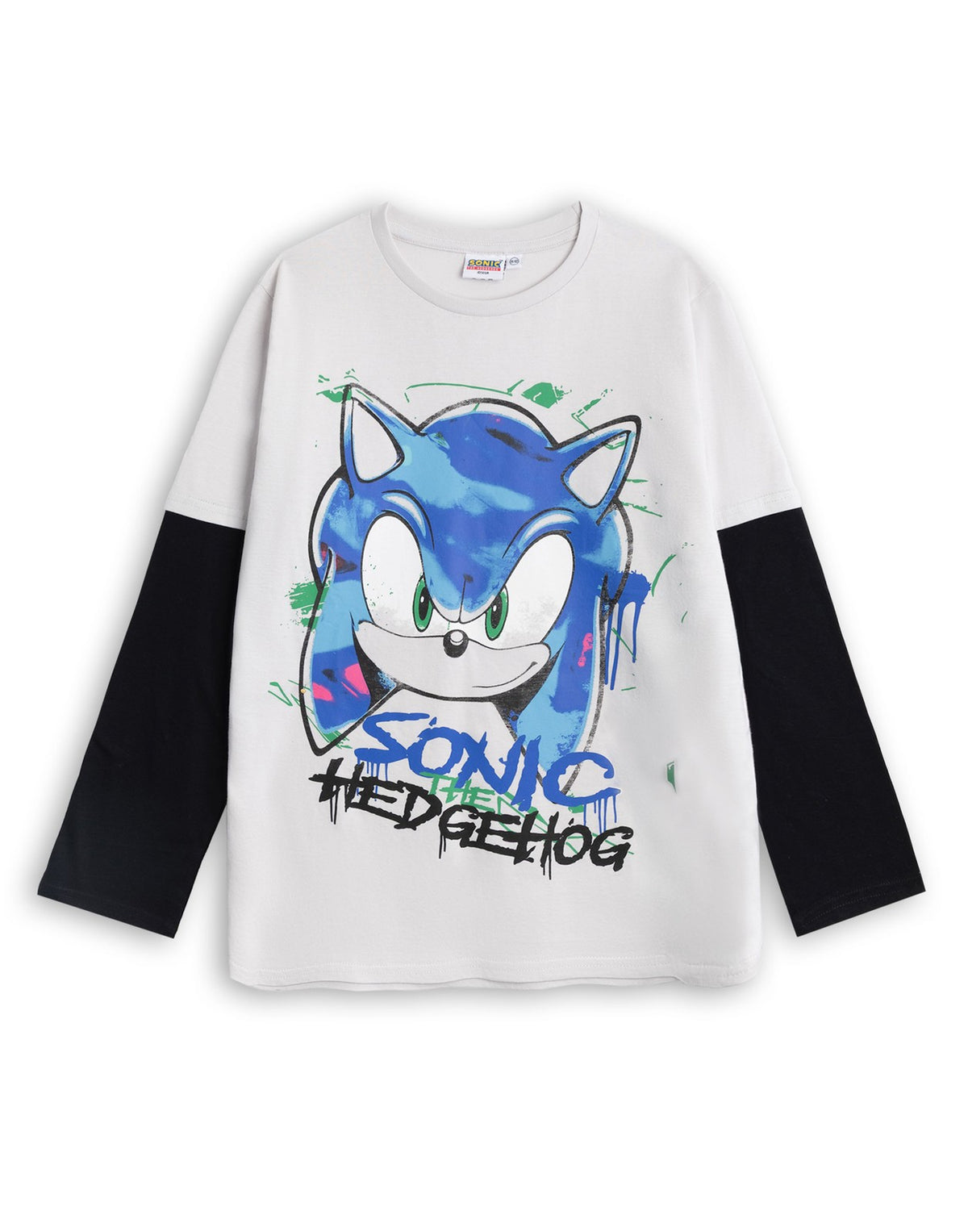 Sonic the Hedgehog Long Sleeved T-Shirt | Unisex Kids Grey / Black | Official Me