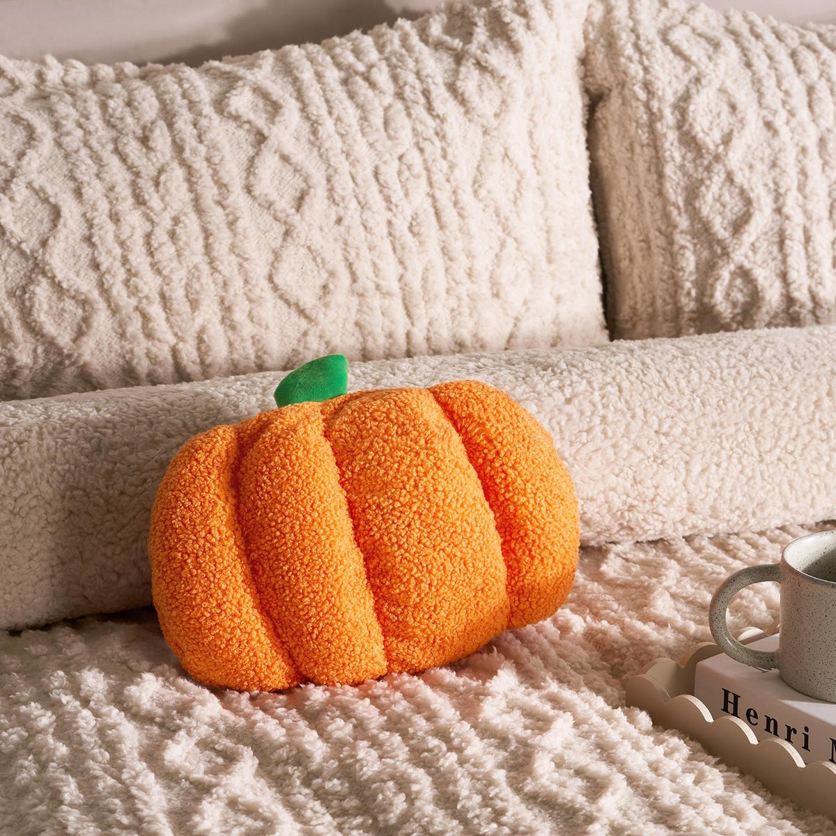 OHS Hot Water Bottle Halloween Pumpkin Boucle Leakproof Winter Hand Warmer