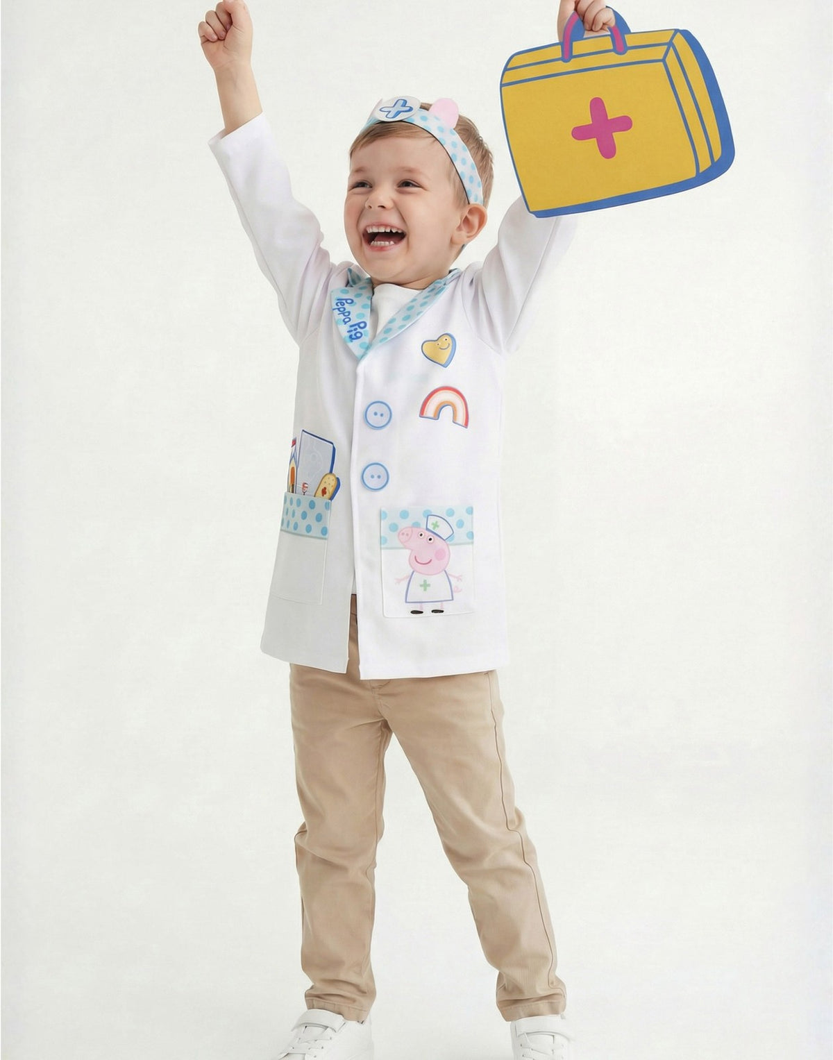 Peppa Pig 3 Piece Costume | Unisex Kids White | Official Merch