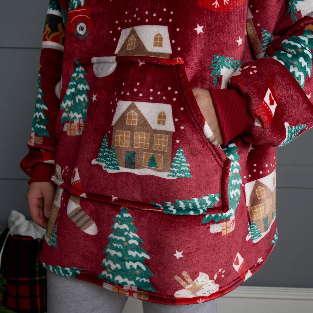Xmas Hoodie Blanket Throw Sherpa Fleece Warm Plush Jumper Sweatshirt Super Soft