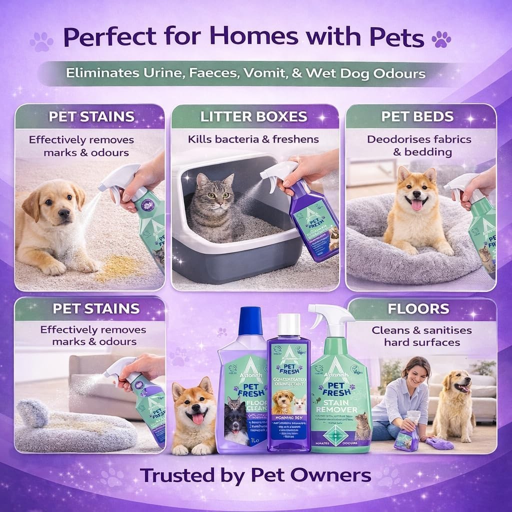 Astonish 4pc Pet Cleaning Bundle – Powerful Odour Eliminator, Safe For Cats&Dogs