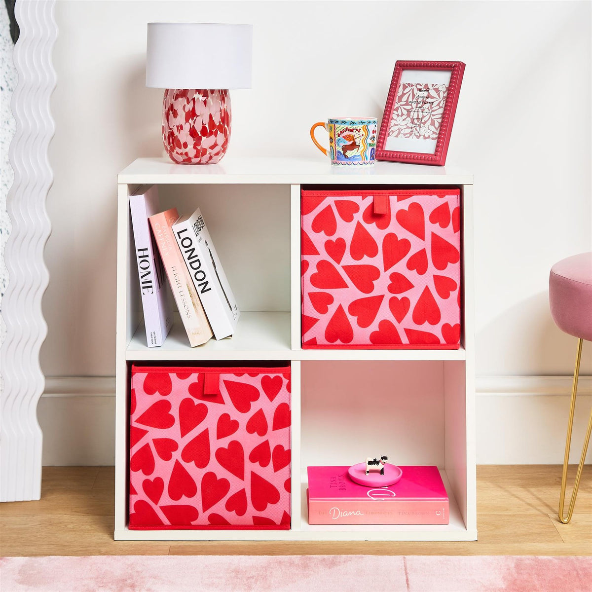 OHS Heart Storage Box 2 Pack Folding Cube Space Saving Organiser