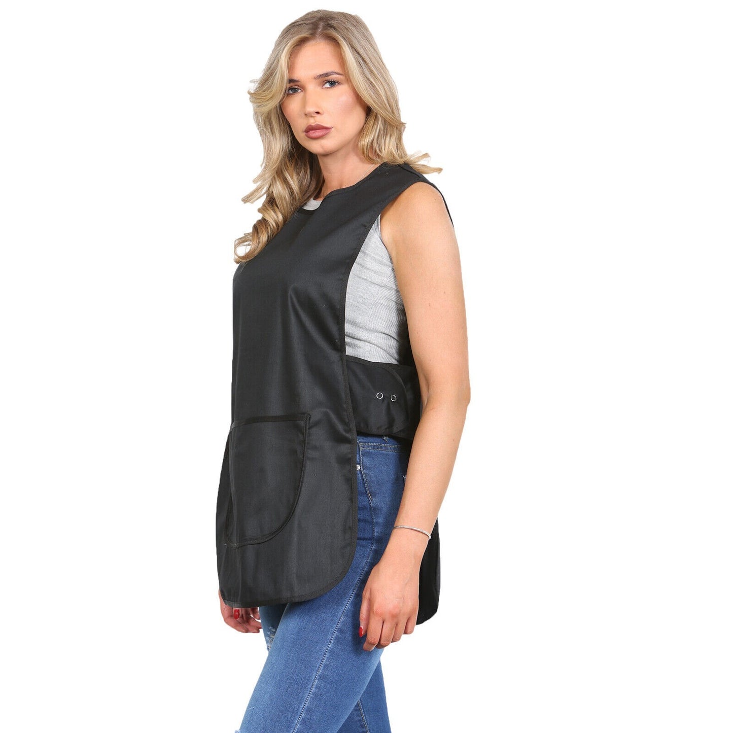 Plain Tabard Apron Workwear Cleaning Catering Salon | Large Pocket | Popper Fast