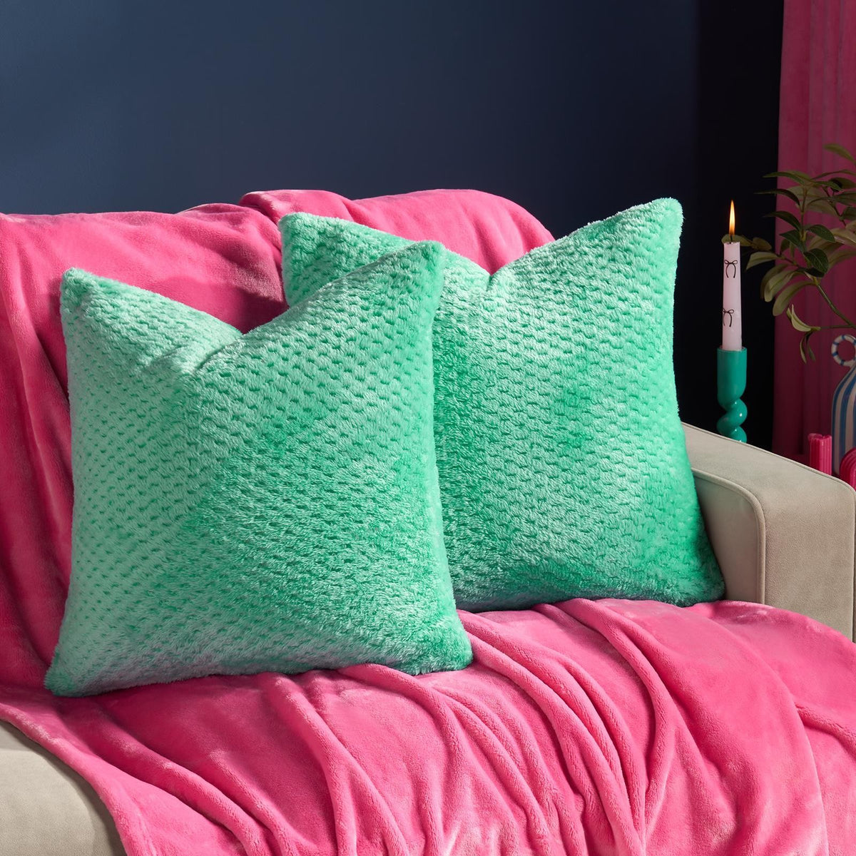 OHS Waffle Fleece Cushion Covers 2/4 Pack Soft Filler Decor