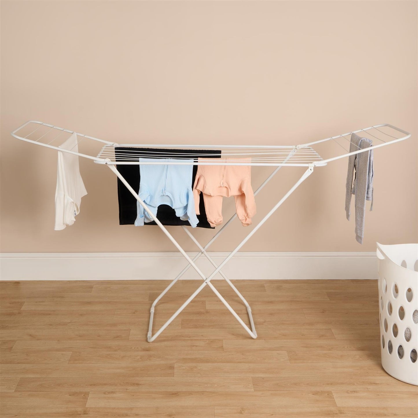OHS 18M Foldable Drying Airer Clothes Horse Stainless Steel Winged Organiser