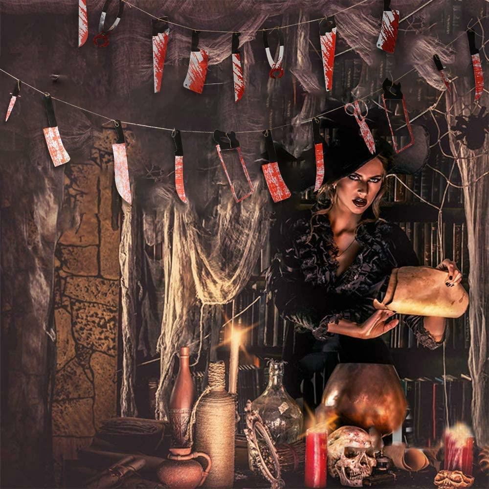 3 Set Halloween Bloody Weapons Scary Garland Banner Halloween Party Decorations