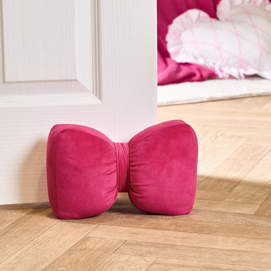 OHS Weighted Door Stop Bow Shaped Matte Velvet Decorative Stoppers