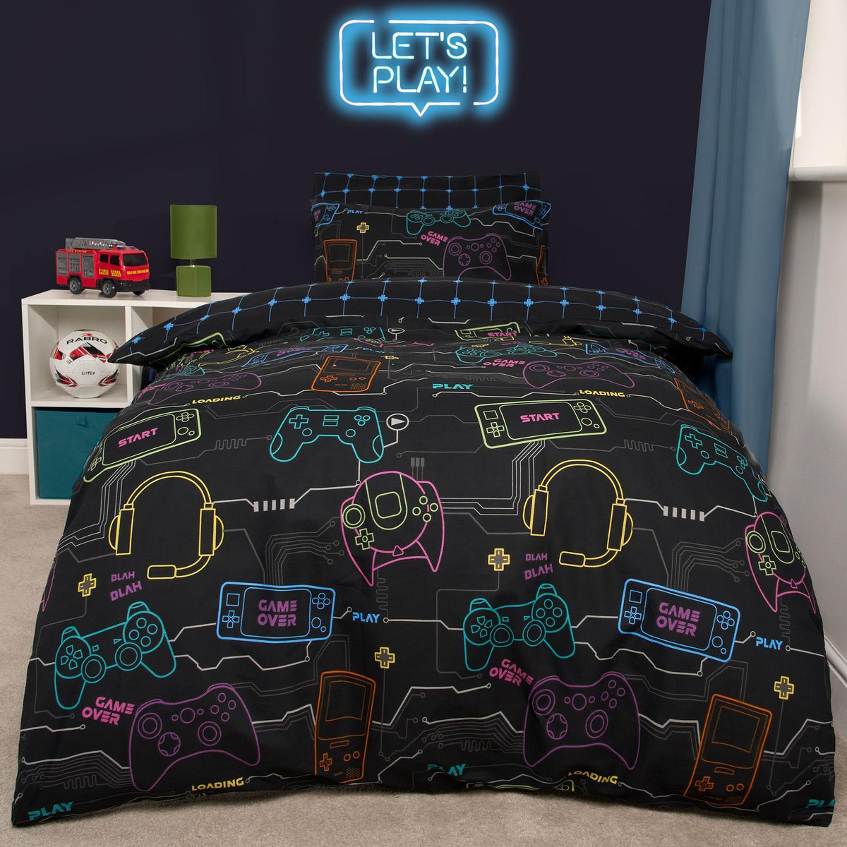 Gaming Duvet Cover Bedding Set Kids Reversible Quilt Junior Single Double Bed