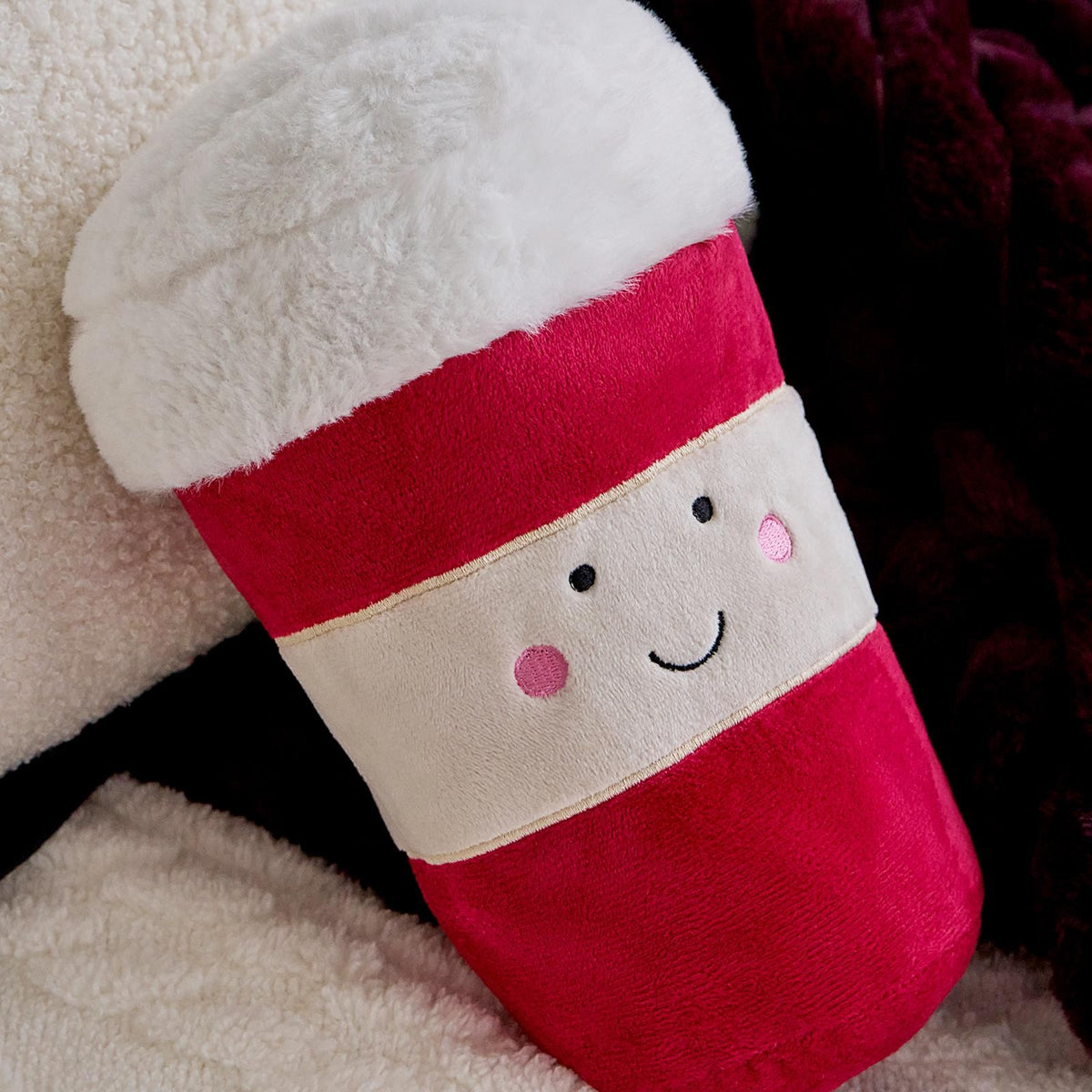 OHS Coffee Cup Hottie Microwaveable Warmie Fluffy Heat Pad Hand Warmer