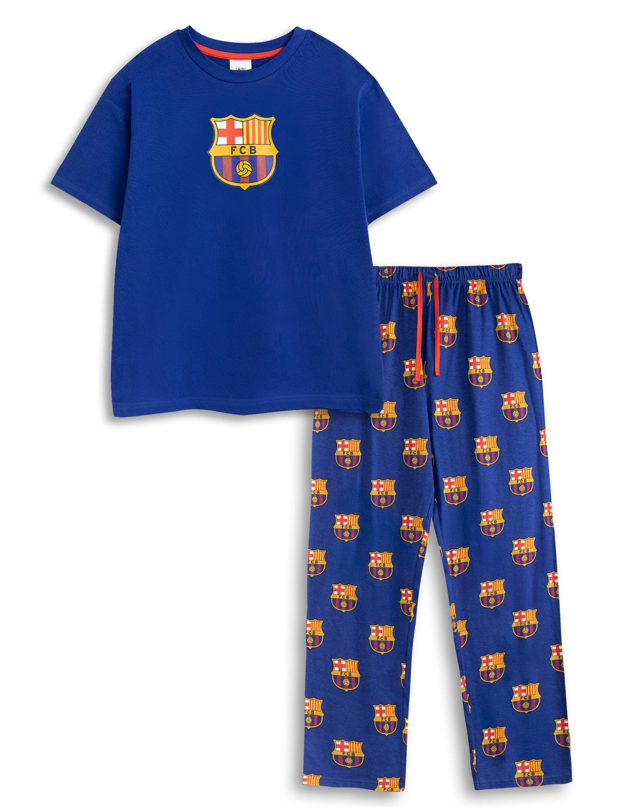 FC Barcelona Short Sleeve Long Leg Pyjama Set | Mens Black | Official Merch