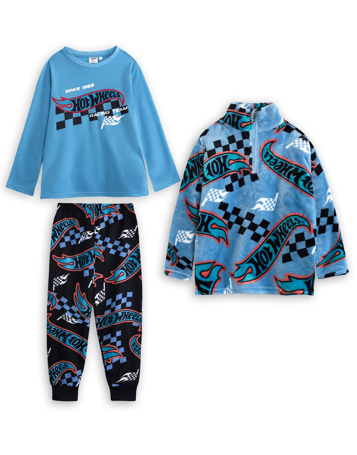 Hot Wheels Long Sleeve Long Leg Pyjama and Jumper 3 Piece Set | Boys Multicolour