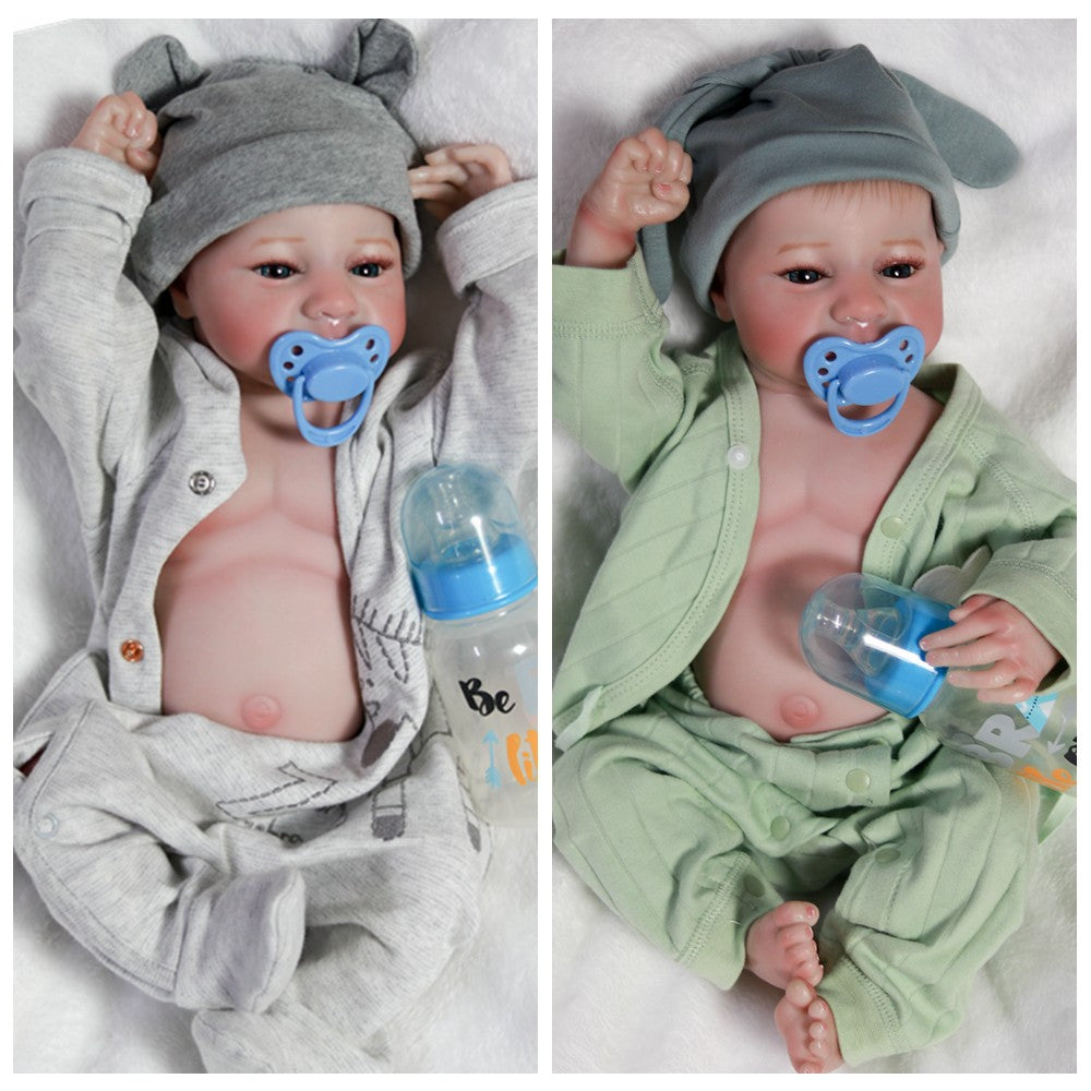 18" Lifelike Waterproof Reborn Baby Dolls Newborn Boy Doll Full Body Vinyl Twins