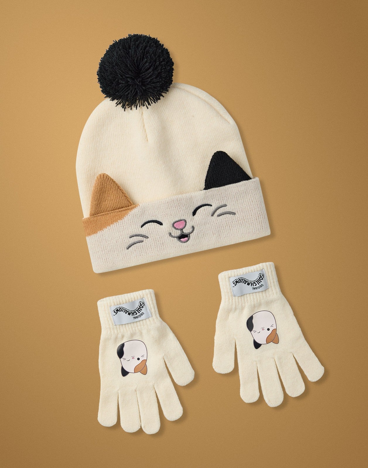 Squishmallows Beanie and Gloves Set | Girls Beige | Official Merch