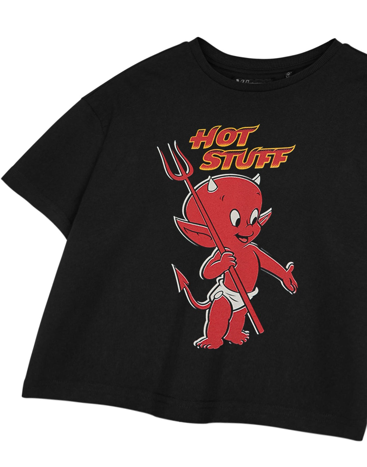 Hot Stuff Cropped Short Sleeved T-Shirt | Womens Black | Official Merch