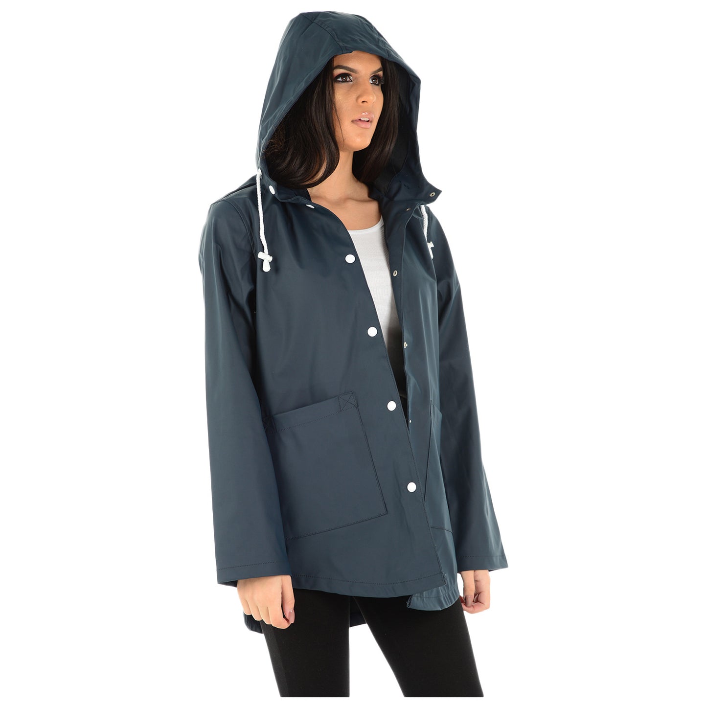 LADIES RAINCOAT WOMENS WATERPROOF FESTIVAL HOODED COAT PARKA RUBBERISED JACKET