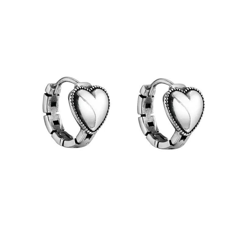925 Sterling Silver Vintage Heart Hoop Earrings Jewellery Women Girls Gift UK