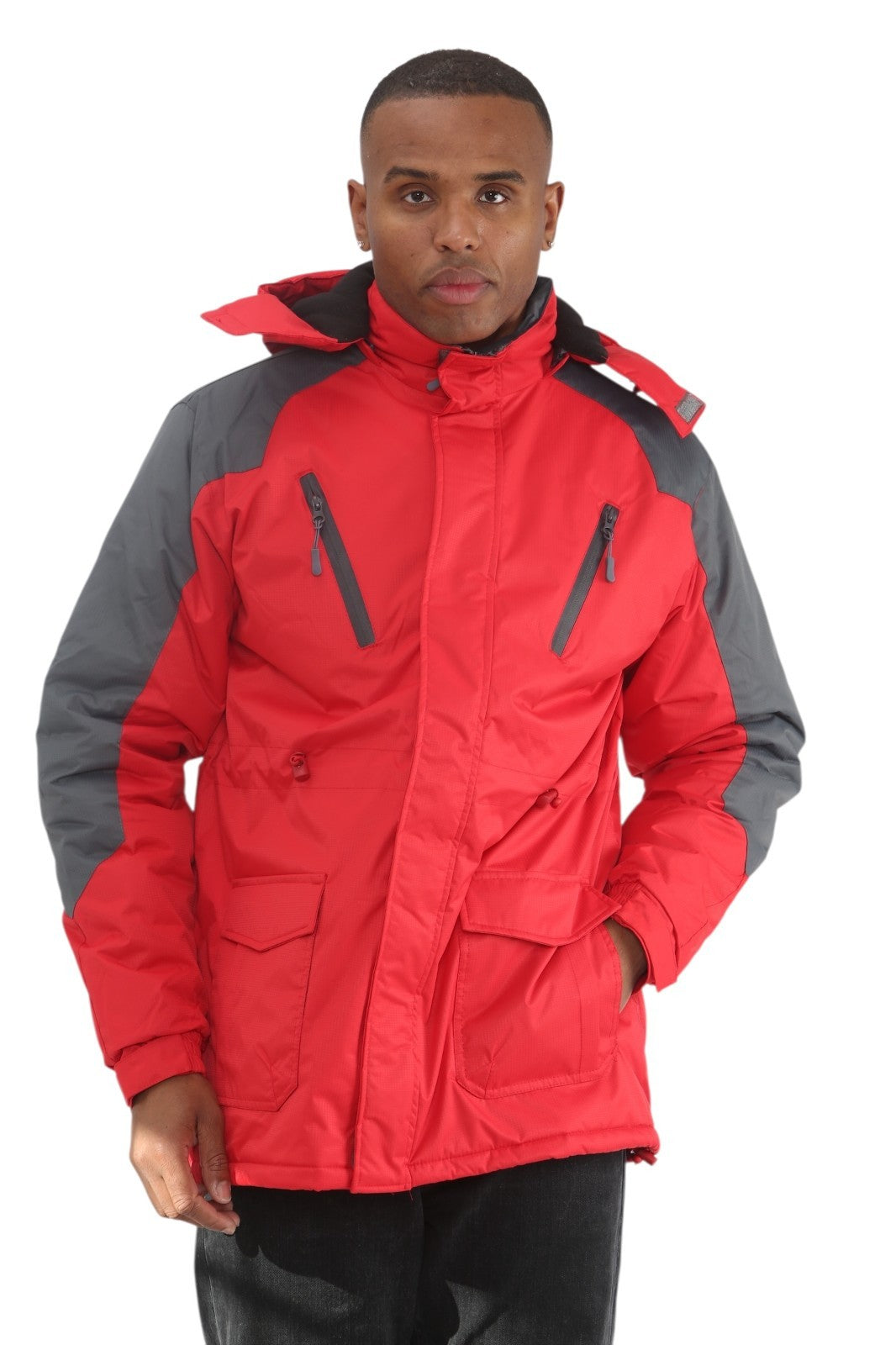 Mens Padded Winter Jacket Fleece Lined Warm Coat Hooded Waterproof Parka