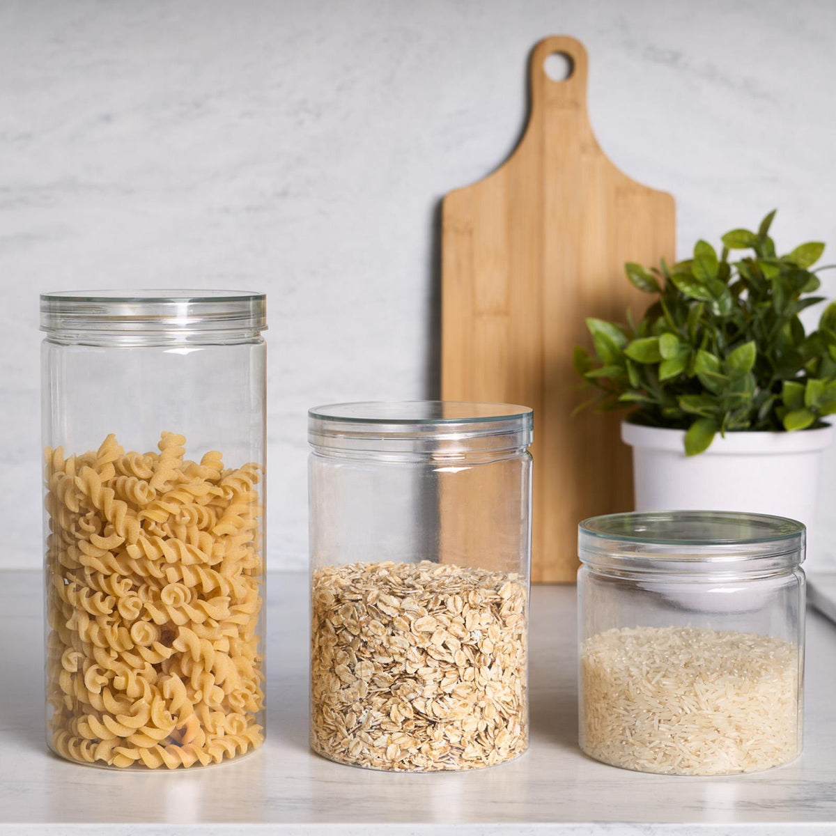 Storage Jar Round Plastic Food Organiser Tea Coffee Sugar Holder Tub Kitchen Pot