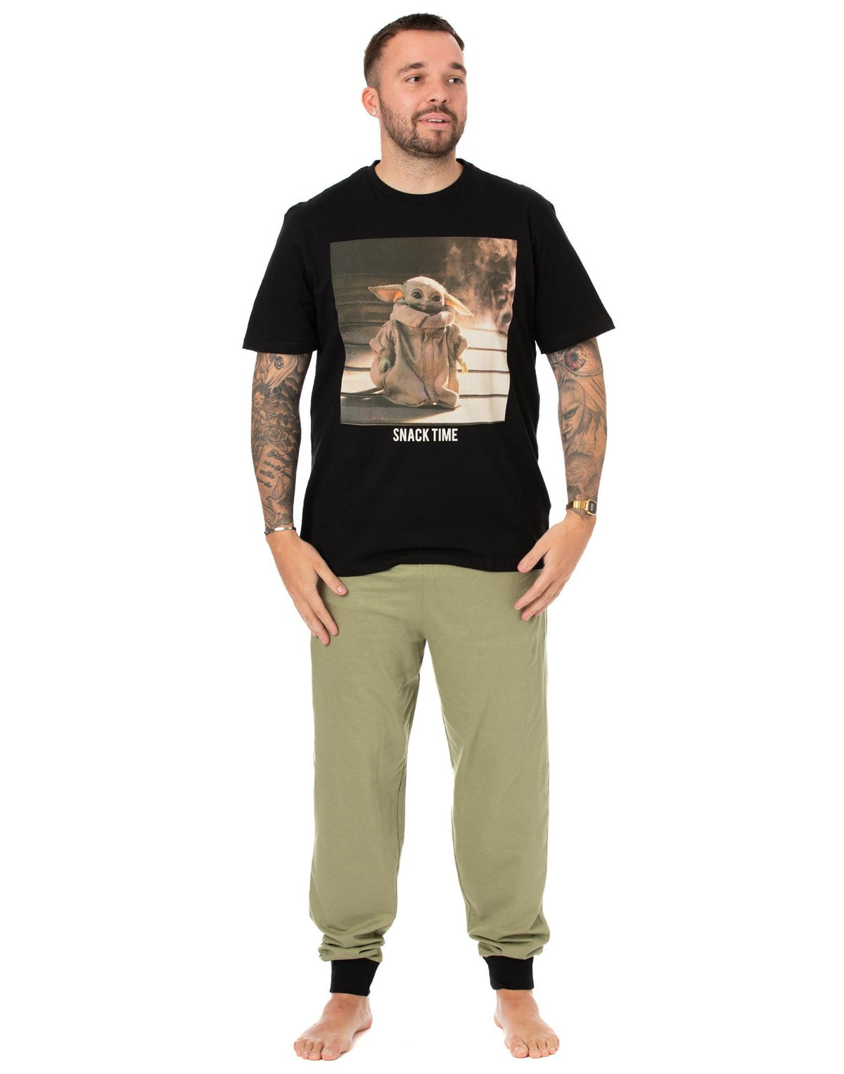 Star Wars Short Sleeve Long Leg Pyjama Set | Mens Black Green | Official Merch