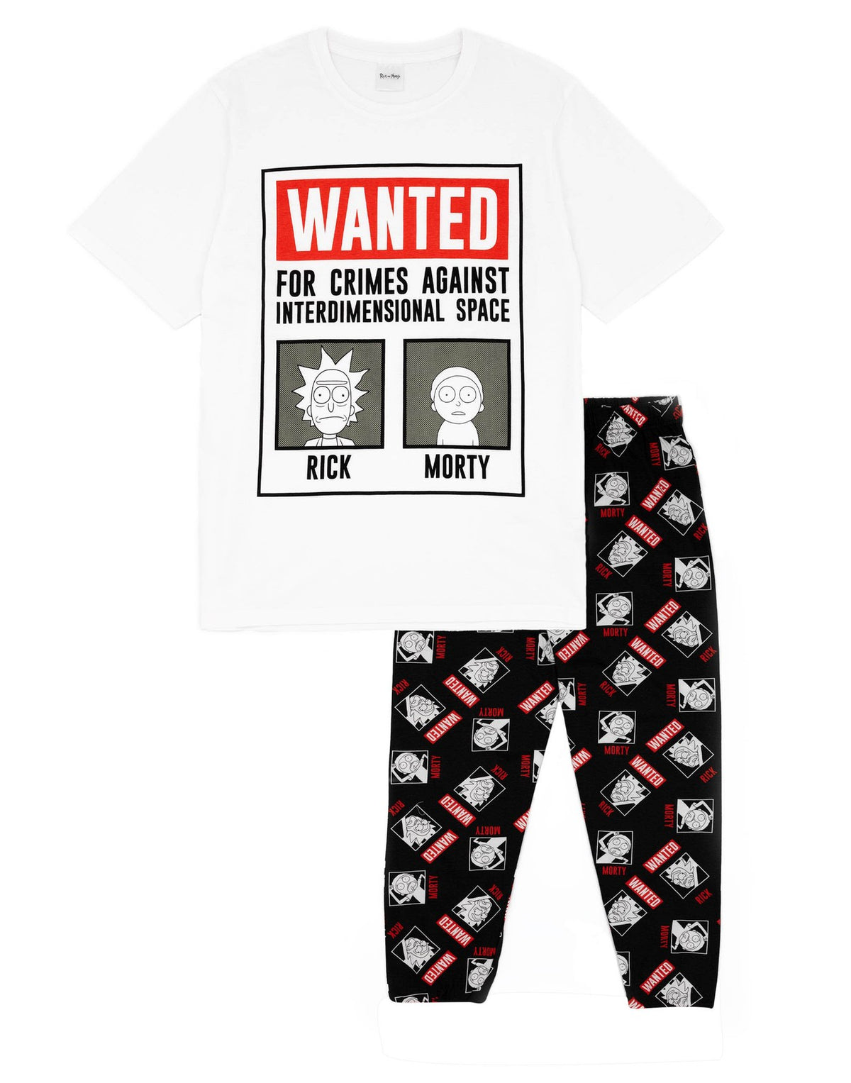 Rick And Morty Short Sleeve Long Leg Pyjama Set | Mens White | Official Merch