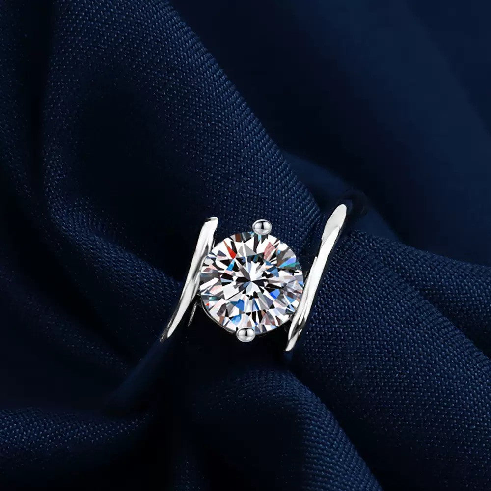 925 Sterling Silver Crystal Stone Adjustable Ring Women Girls Jewellery Gift UK