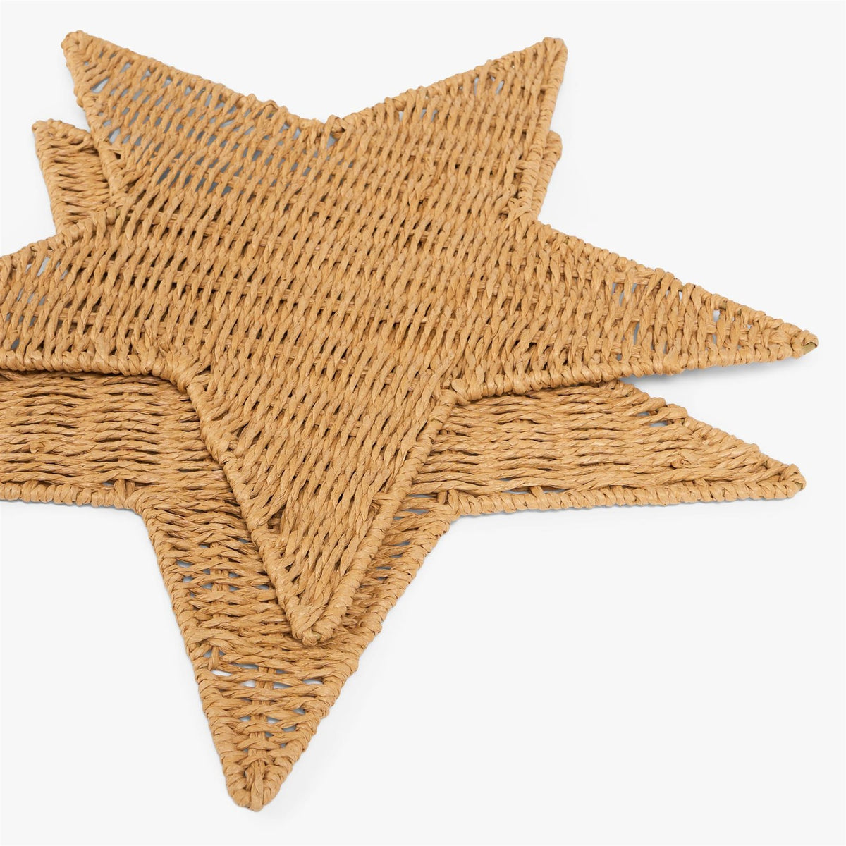 OHS Xmas Star Placemat Set Table Mats Festive Home Decor Natural Paper Rope
