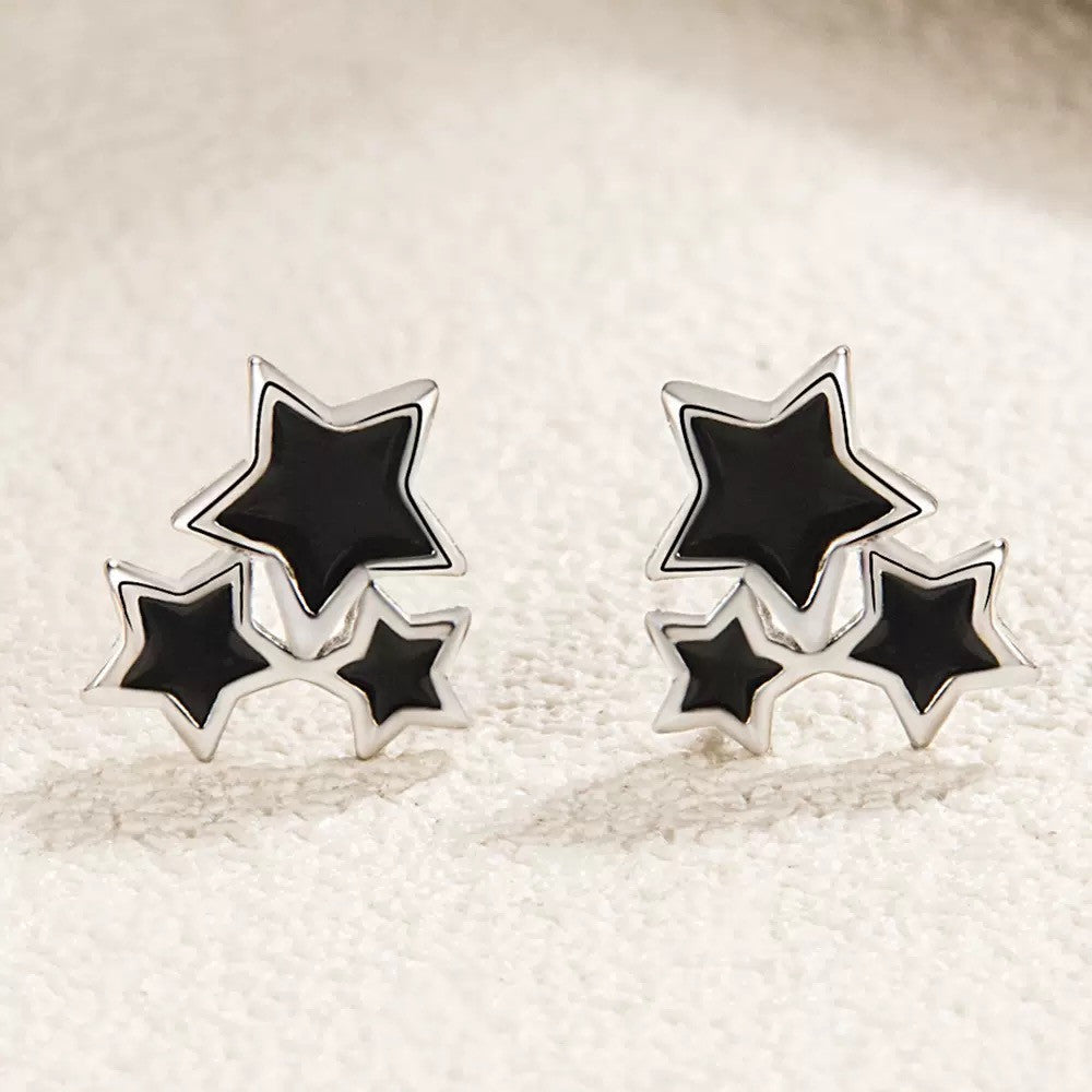 925 Sterling Silver Star Linked Stud Earrings Jewellery Women Girls Gift UK