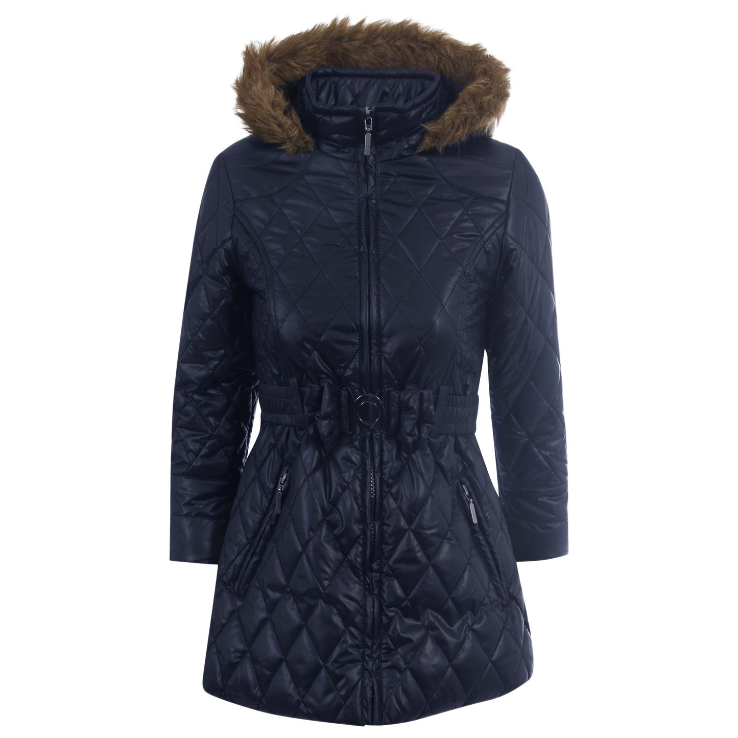 GIRLS JACKET KIDS PADDED FUR HOODED PUFFER QUILTED WARM WINTER PUFFA PARKA COAT
