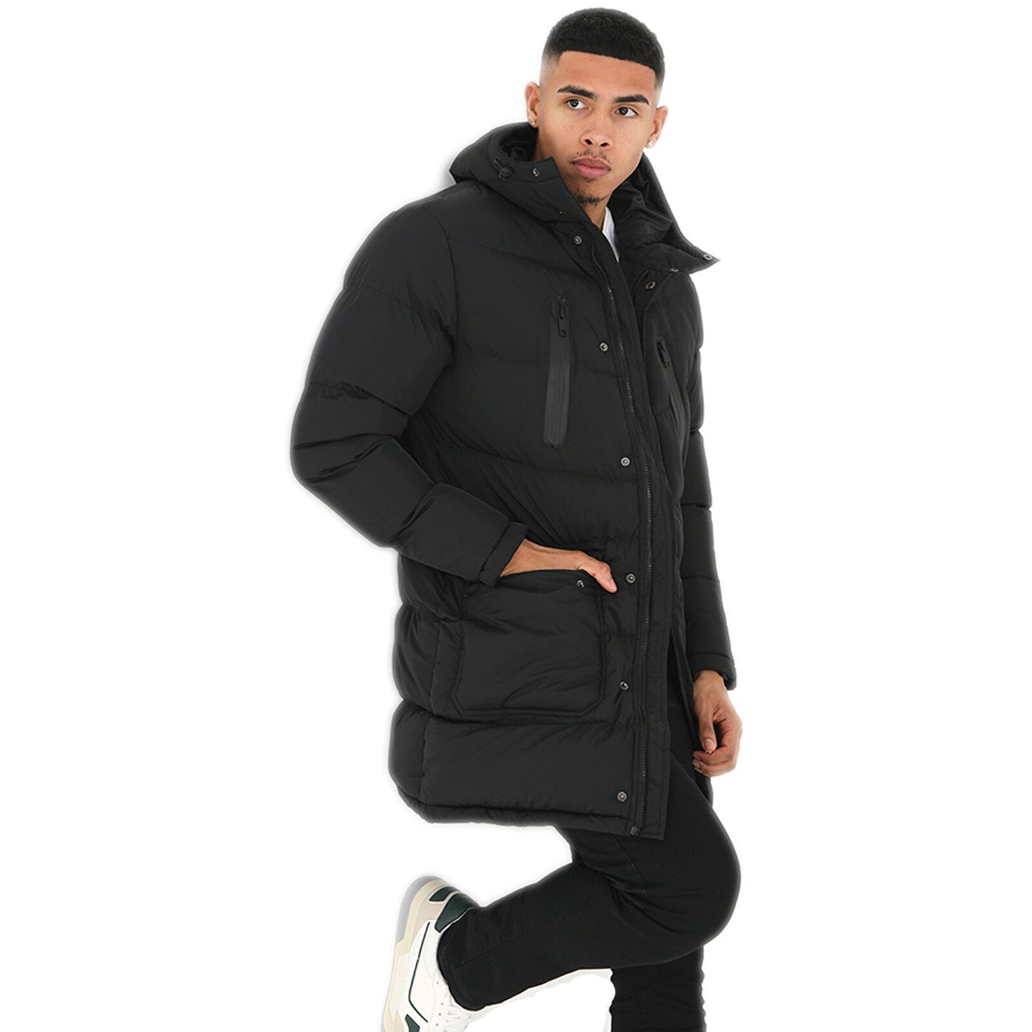 BRAVE SOUL MEN PUFFER JACKETS SOFT SHELL PUFFA HOODED WINTER QUILTED PADDED COAT