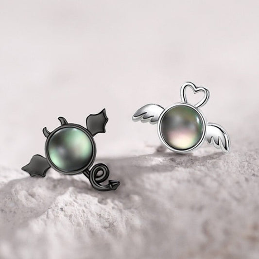 925 Sterling Silver Angel Demon Stud Earrings Jewellery Women Girls Gift UK