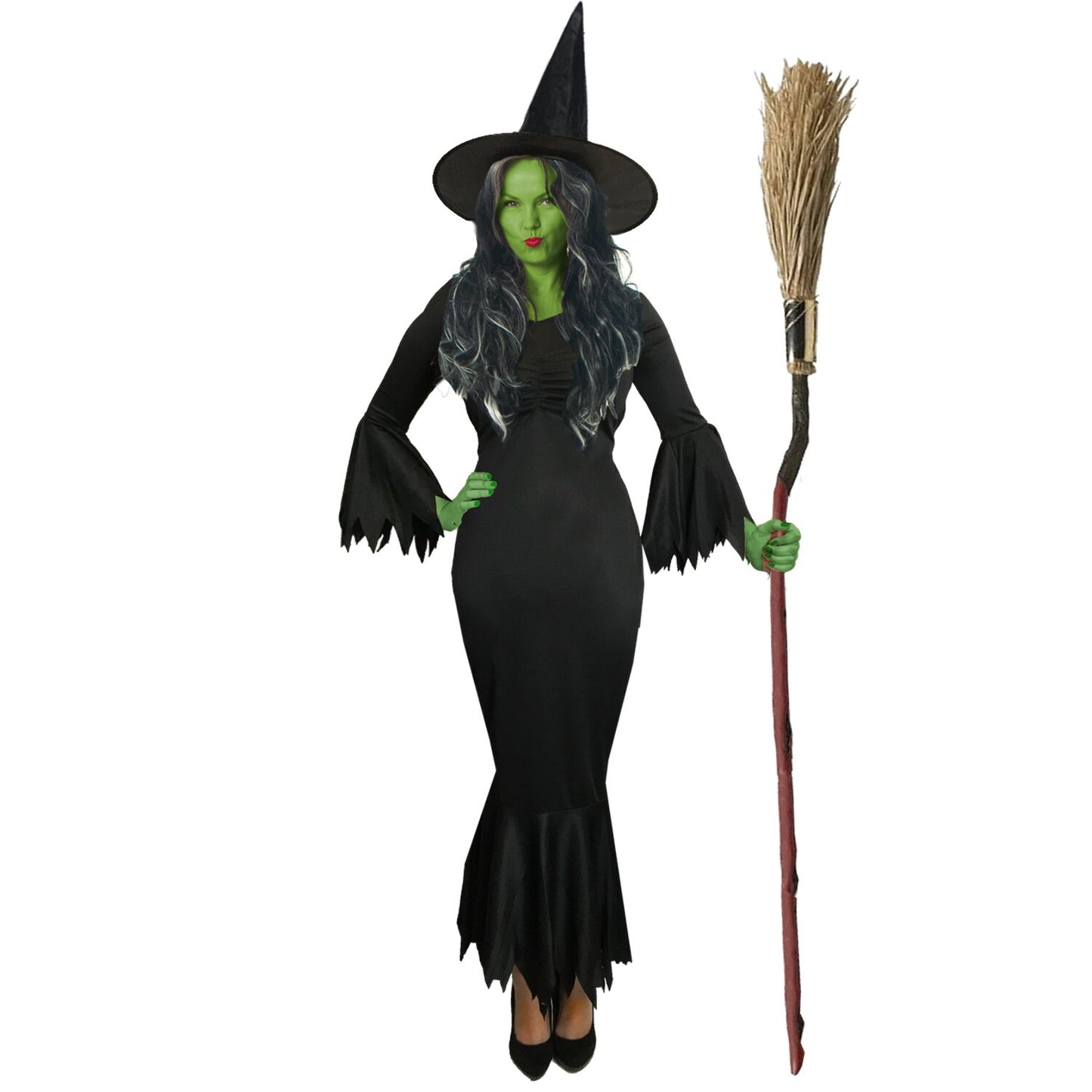 LADIES WICKED WITCH FANCY DRESS HALLOWEEN ADULT COSTUME GOTHIC FAIRYTALE SPOOKY
