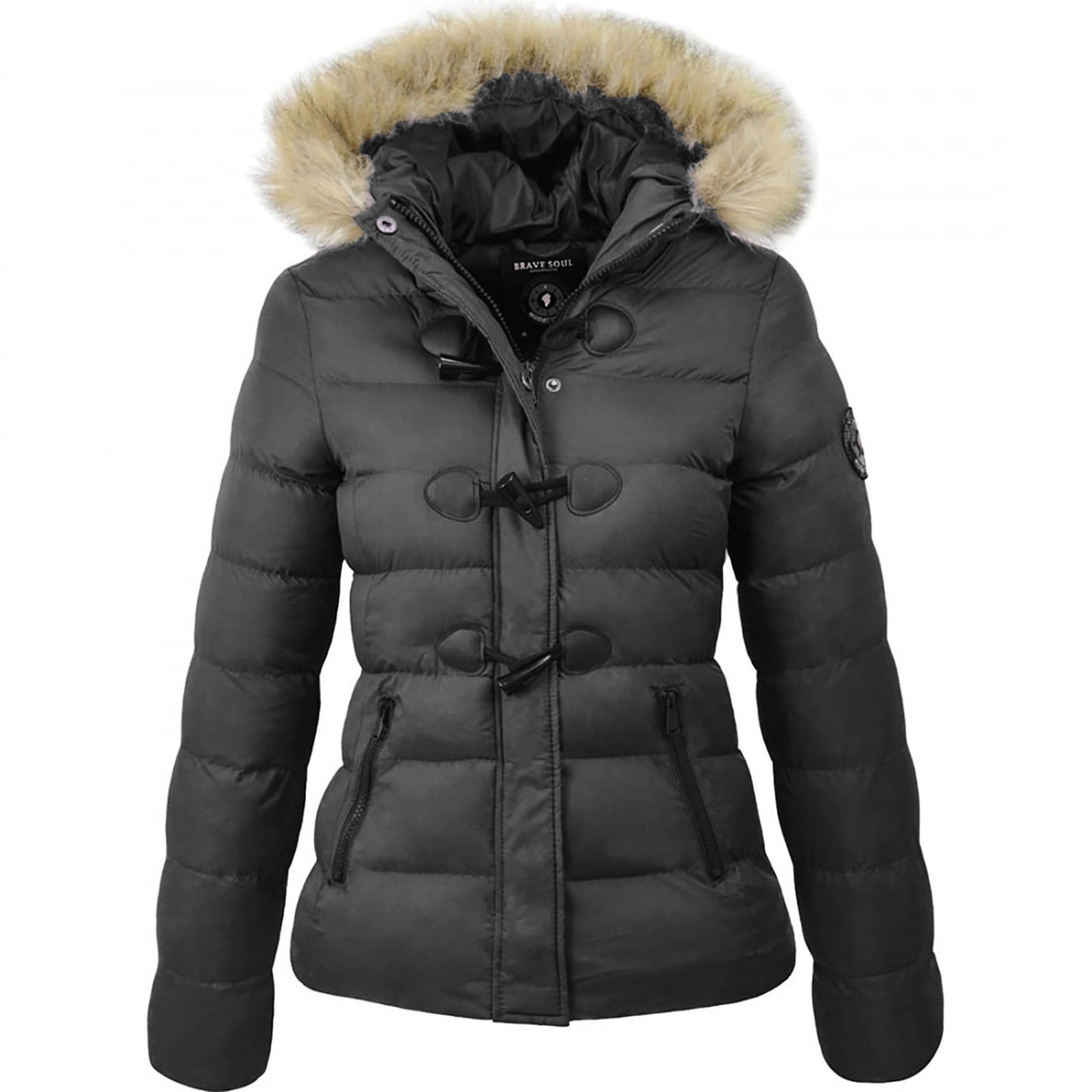 LADIES PUFFER JACKET WOMENS PADDED PUFFA FUR HOODED QUILTED BUBBLE PARKA COAT