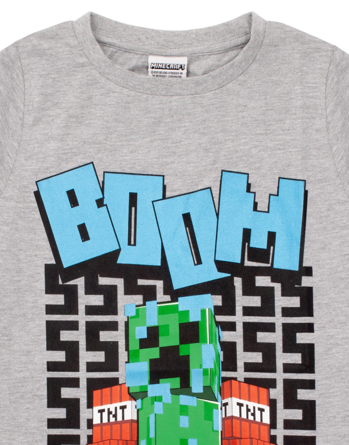 Minecraft Short Sleeved T-Shirt | Boys Grey Gaming | Official Merch