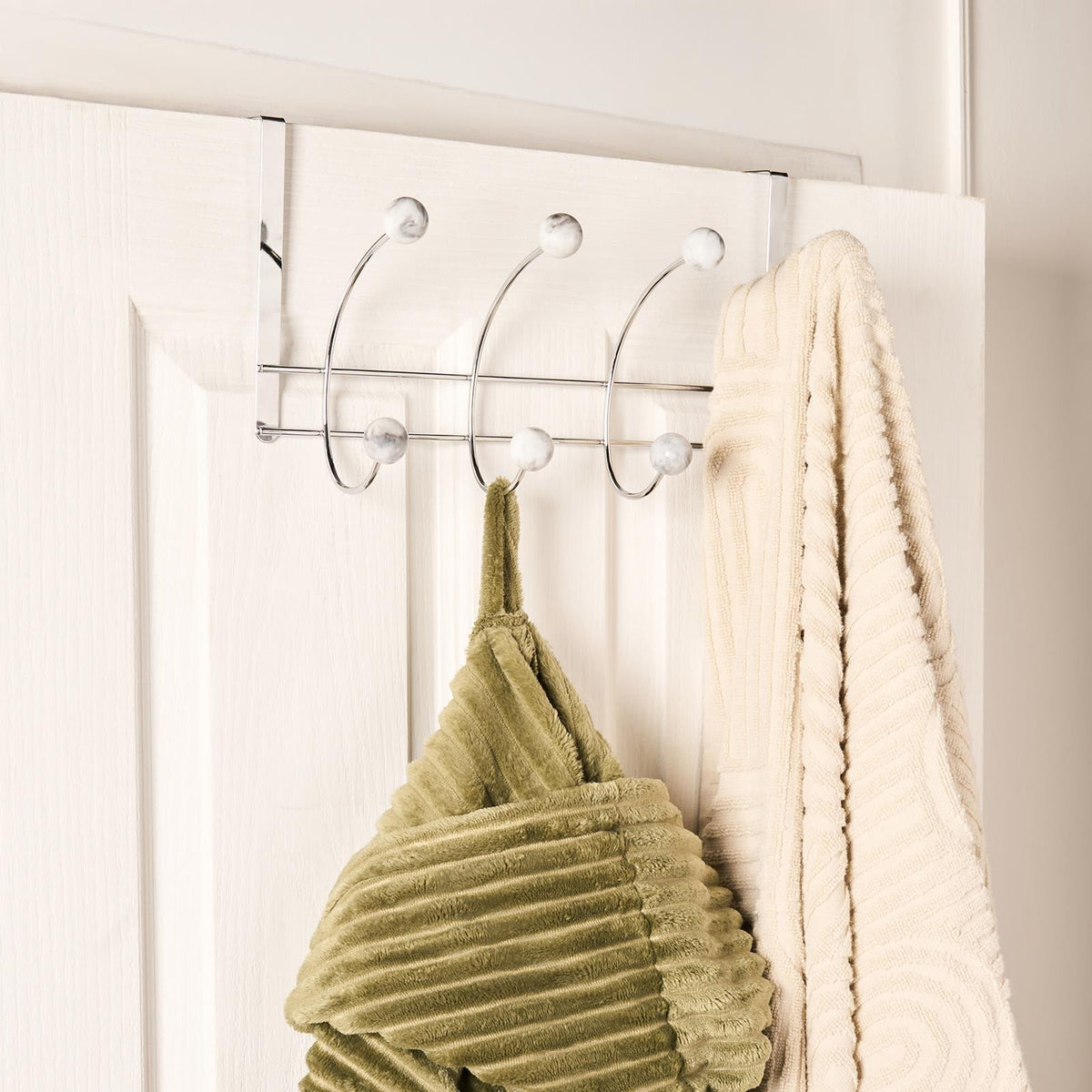 OHS Marble Over-the-Door Hook Hanger Heavy Duty Coats Towel Rack
