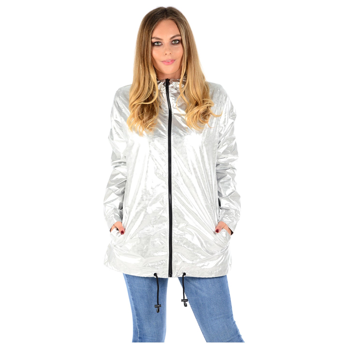 LADIES RAINCOAT WOMENS WATERPROOF FESTIVAL HOODED COAT PARKA RUBBERISED JACKET