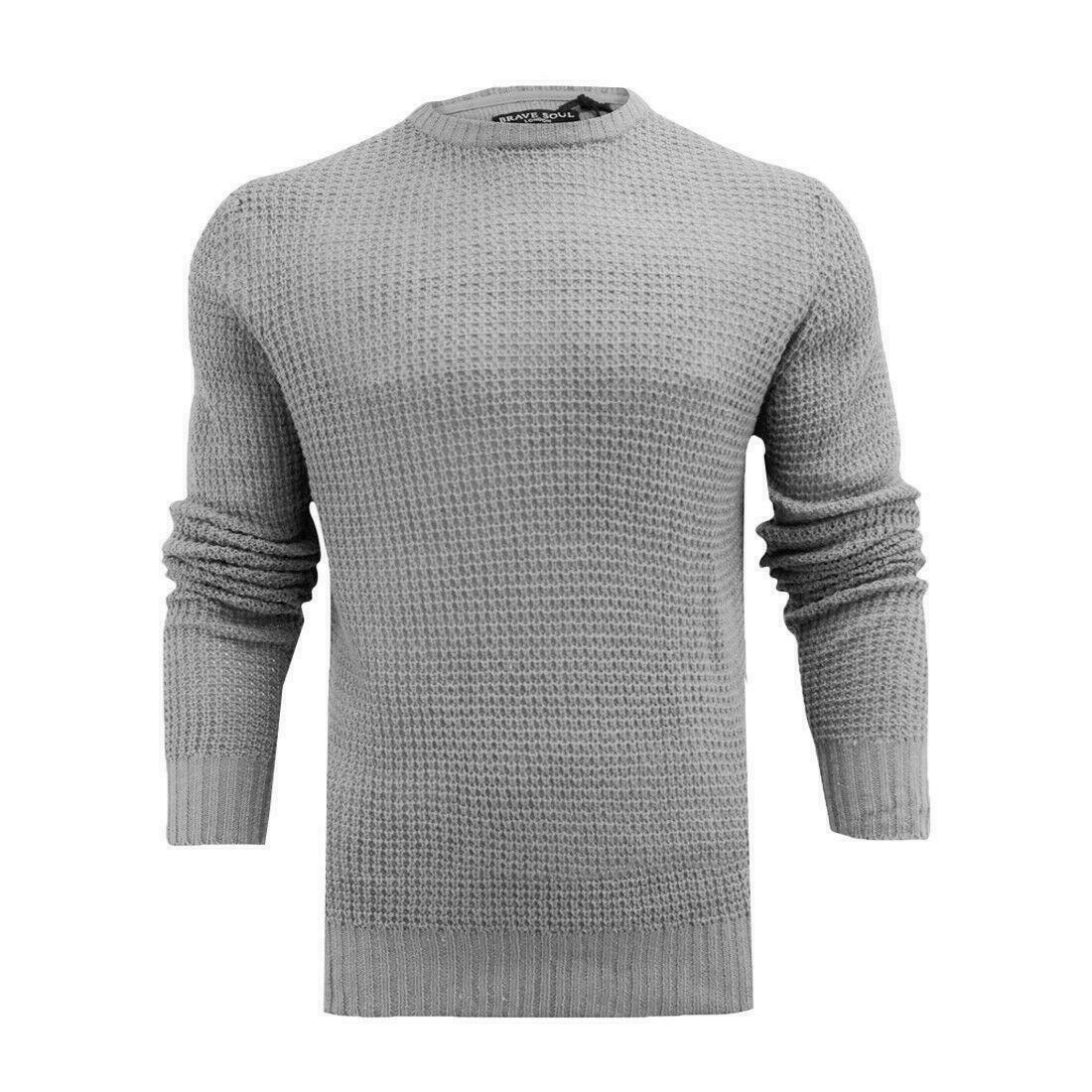 BRAVE SOUL MENS CREW NECK JUMPERS PULLOVER LONG SLEEVE WINTER SWEATER KNITTED TO