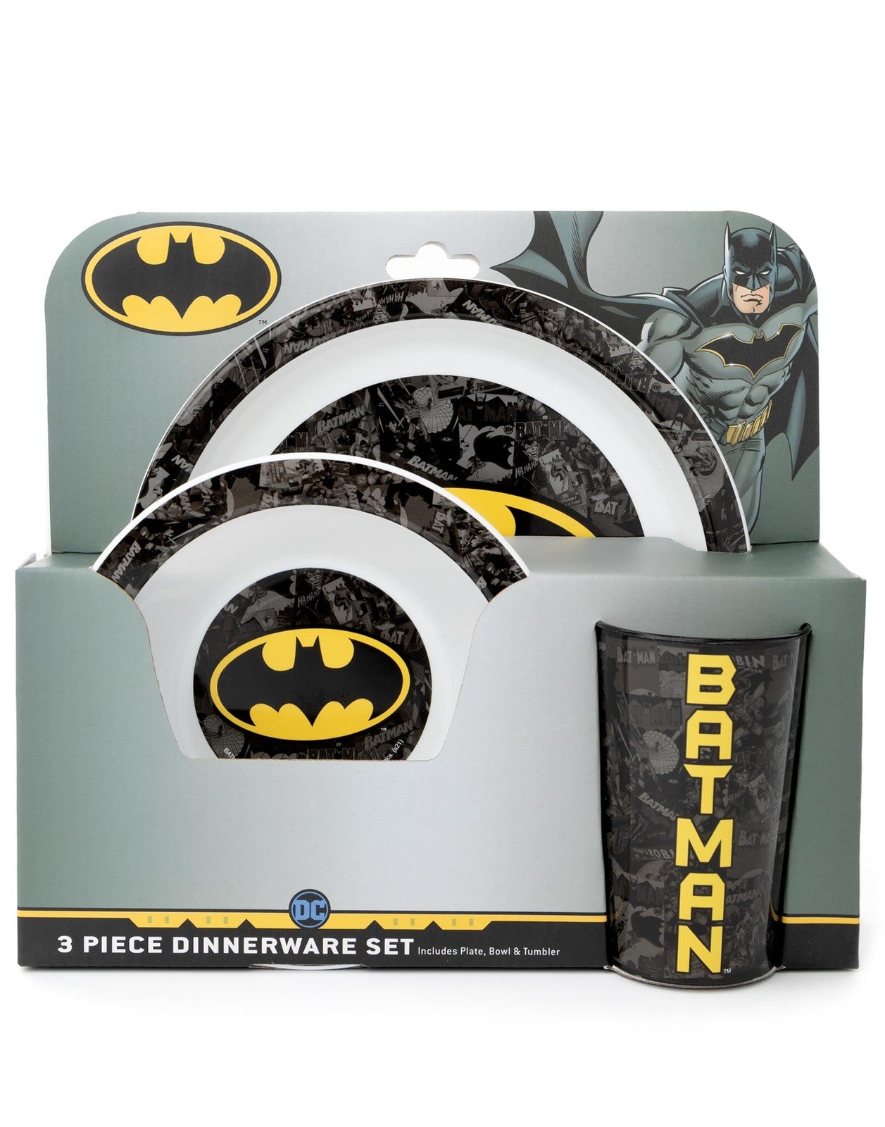 DC Comics 3 Piece Tableware Set | Unisex Kids Black | Official Merch