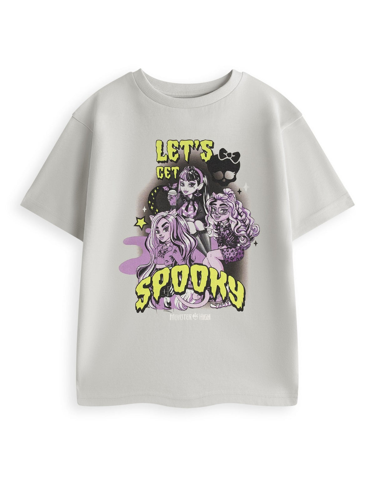 Monster High Short Sleeved T-Shirt | Girls Light Grey | Official Merch