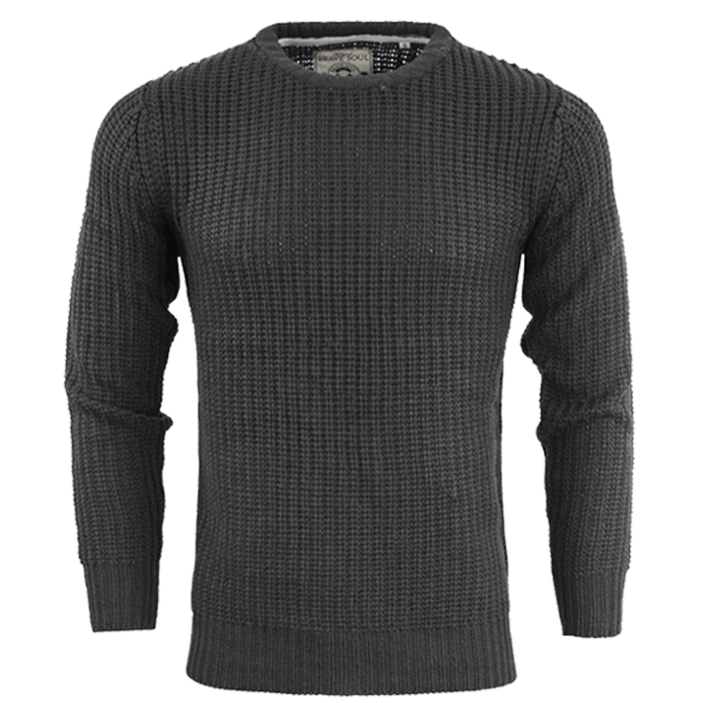 BRAVE SOUL MENS CREW NECK JUMPERS PULLOVER LONG SLEEVE WINTER SWEATER KNITTED TO