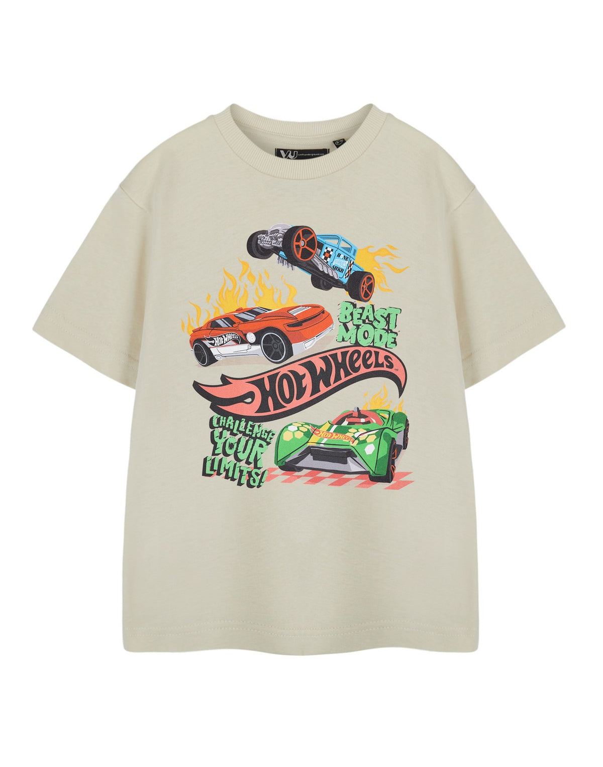 Hot Wheels Short Sleeved T-Shirt | Boys Oatmeal | Official Merch