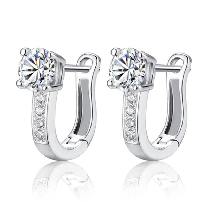 925 Sterling Silver Crystal Cubic Zirconia Elegant Hoop Earrings Women Jewellery