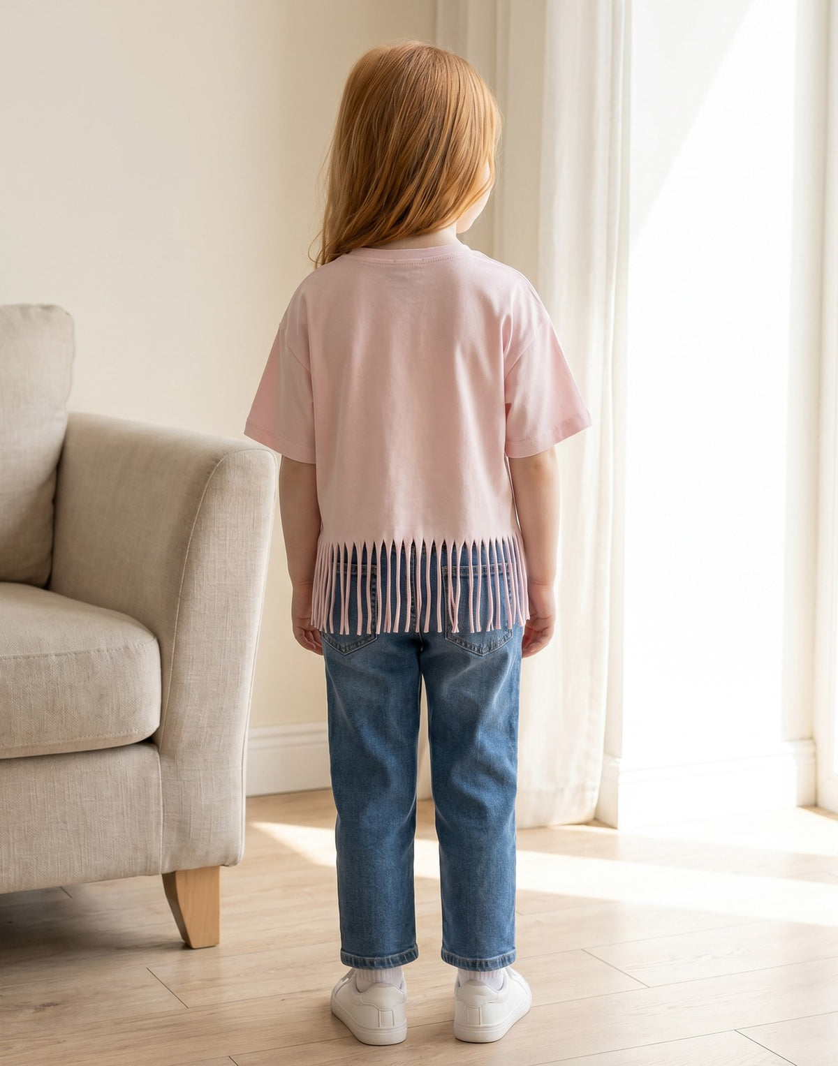 Hello Kitty Fringe Short Sleeved T-Shirt | Girls Pink | Official Merch