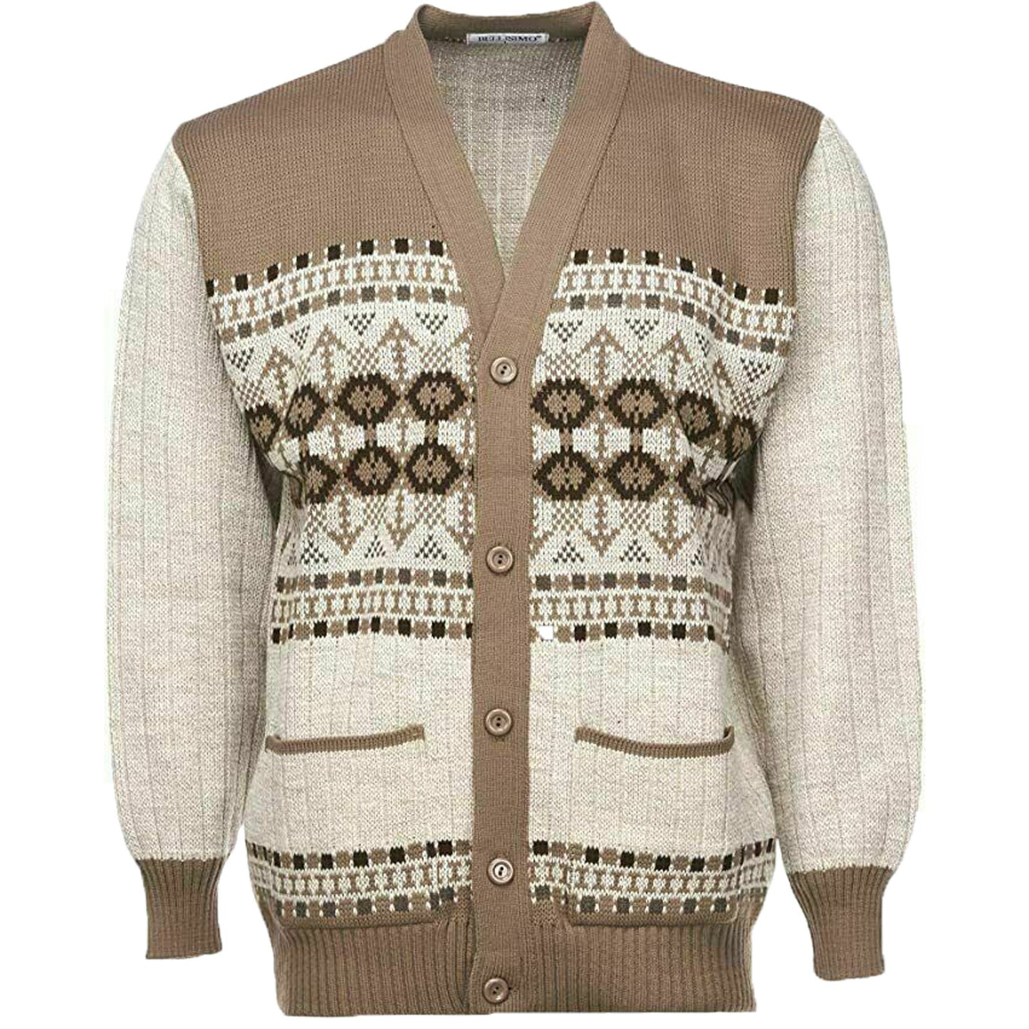 MENS AZTEC PATTERN CARDIGAN ZIP POCKET THICK WINTER WARM SWEATER KNITTED JUMPER