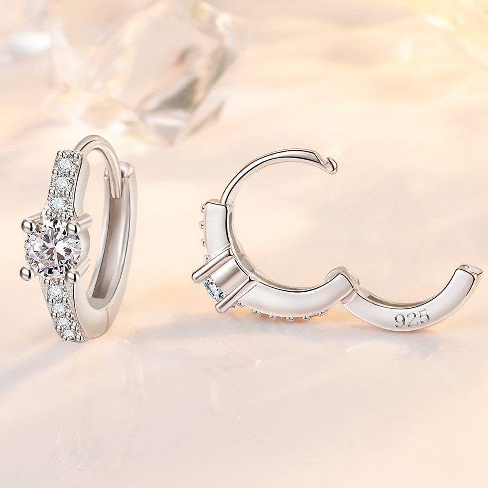 925 Sterling Silver Crystal Cubic Zirconia Hoop Earrings Women Girls Jewellery