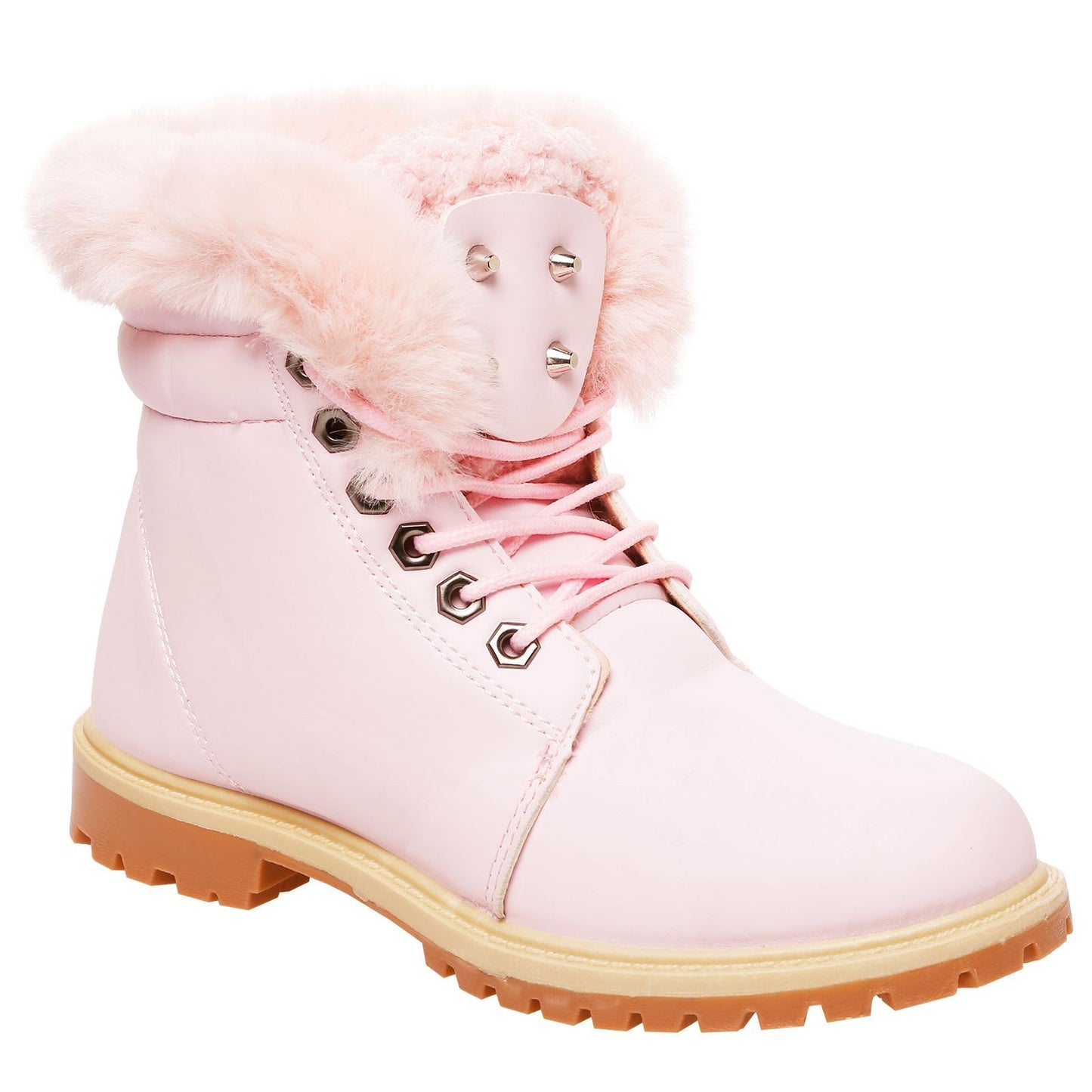 WOMEN LADIES ANKLE FUR LINE BOOTS FLAT GRIP SOLE WINTER ARMY COMBAT WINTER SHOES