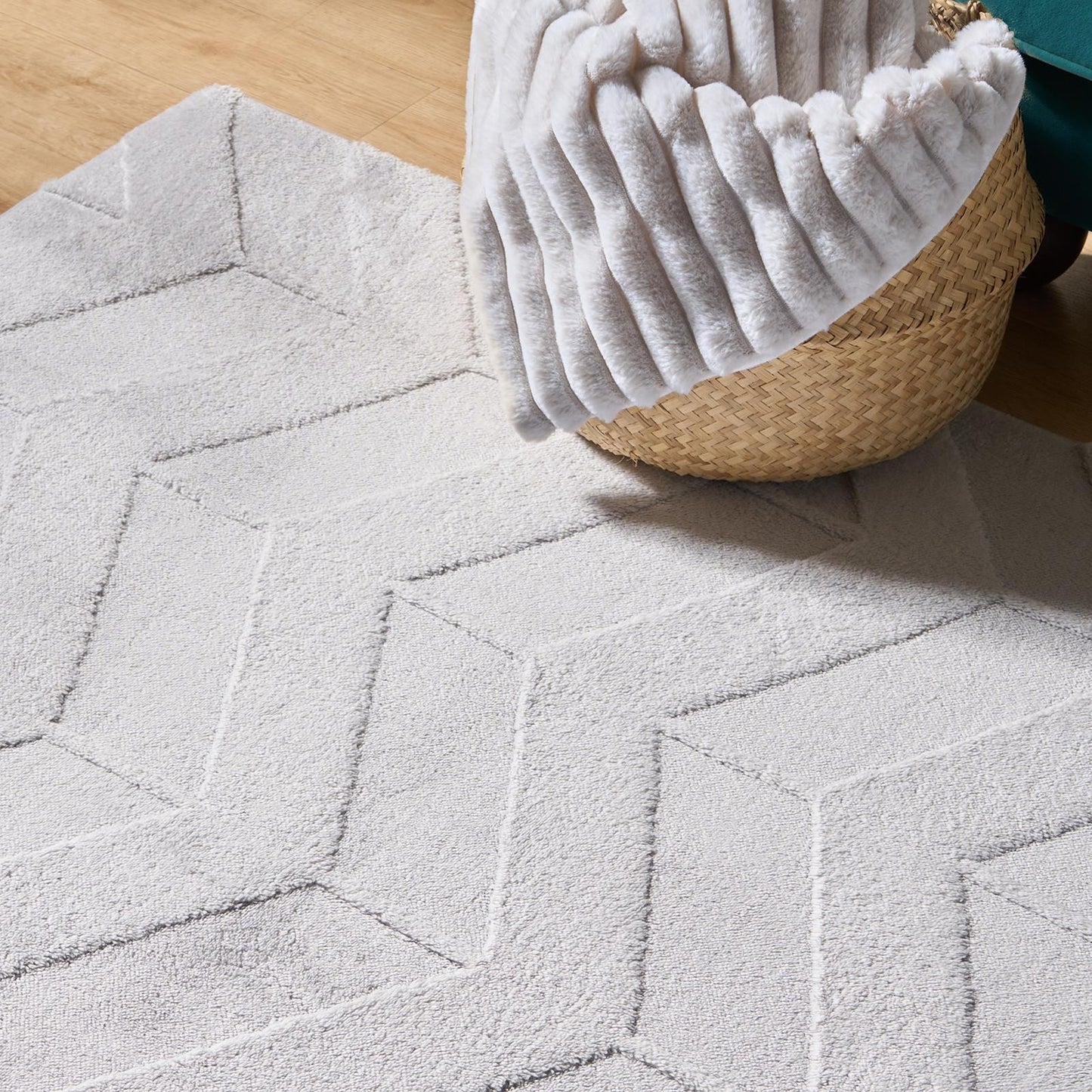 OHS Chevron Carved Rug Non Slip Soft Tufted Carpet Living Room Bedroom