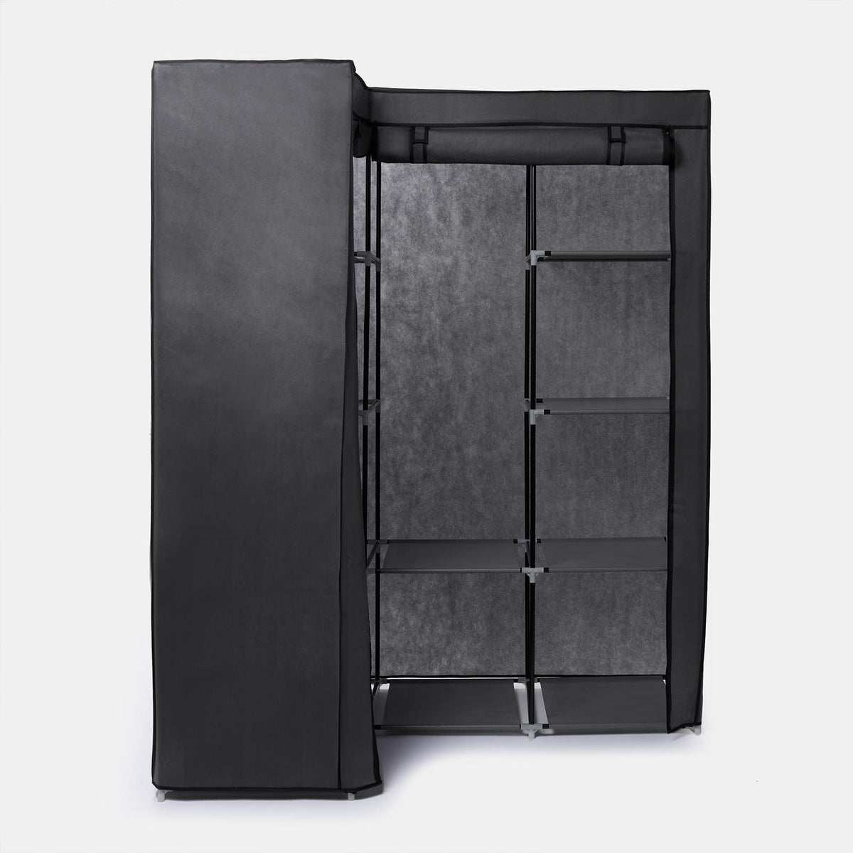 Corner Wardrobe Fabric Clothing Hanging Rail Bedroom Organiser 2 Door Home Decor