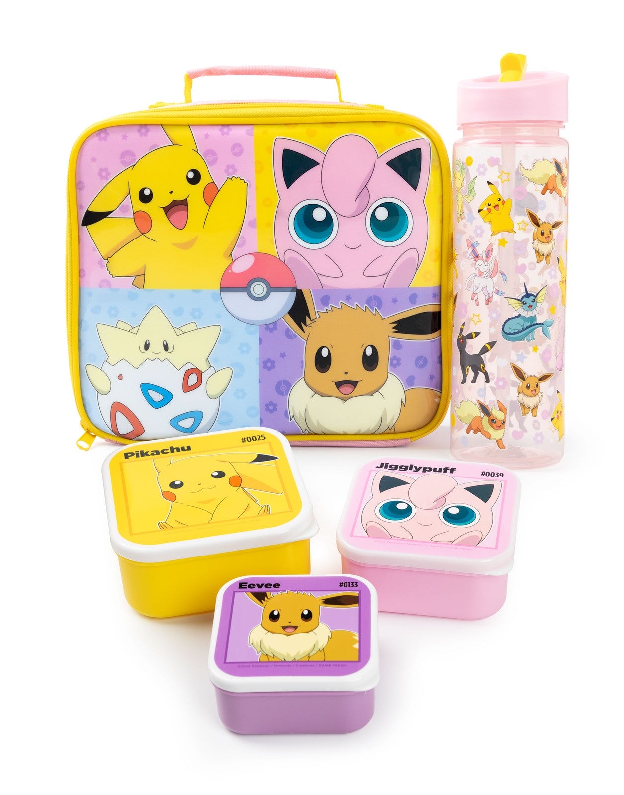 Pokemon Lunch Bag Bottle and 3 Snack Pot | Girls Multicoloured | Official Merch