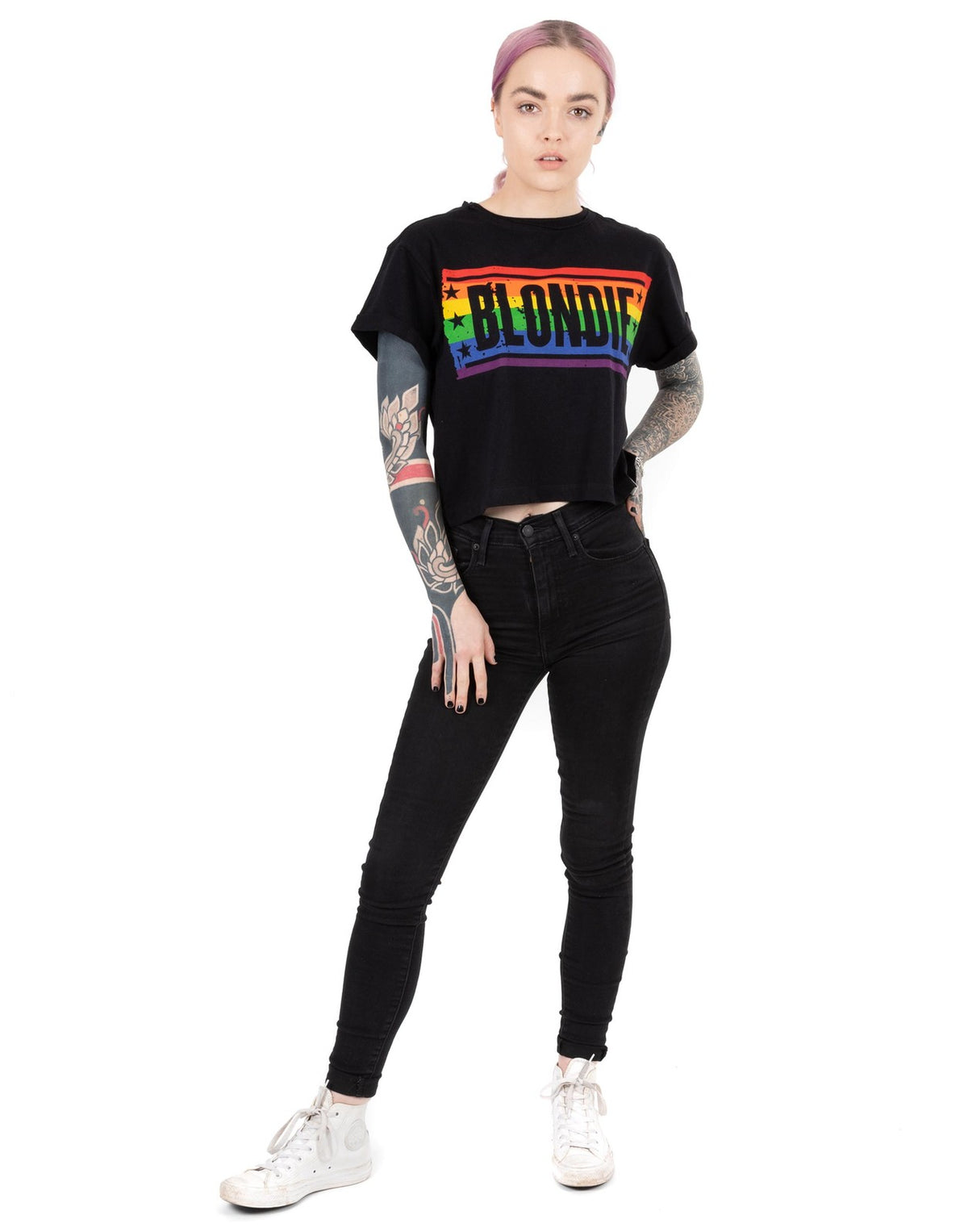 Blondie Cropped Short Sleeved T-Shirt | Womens Black | Official Merch