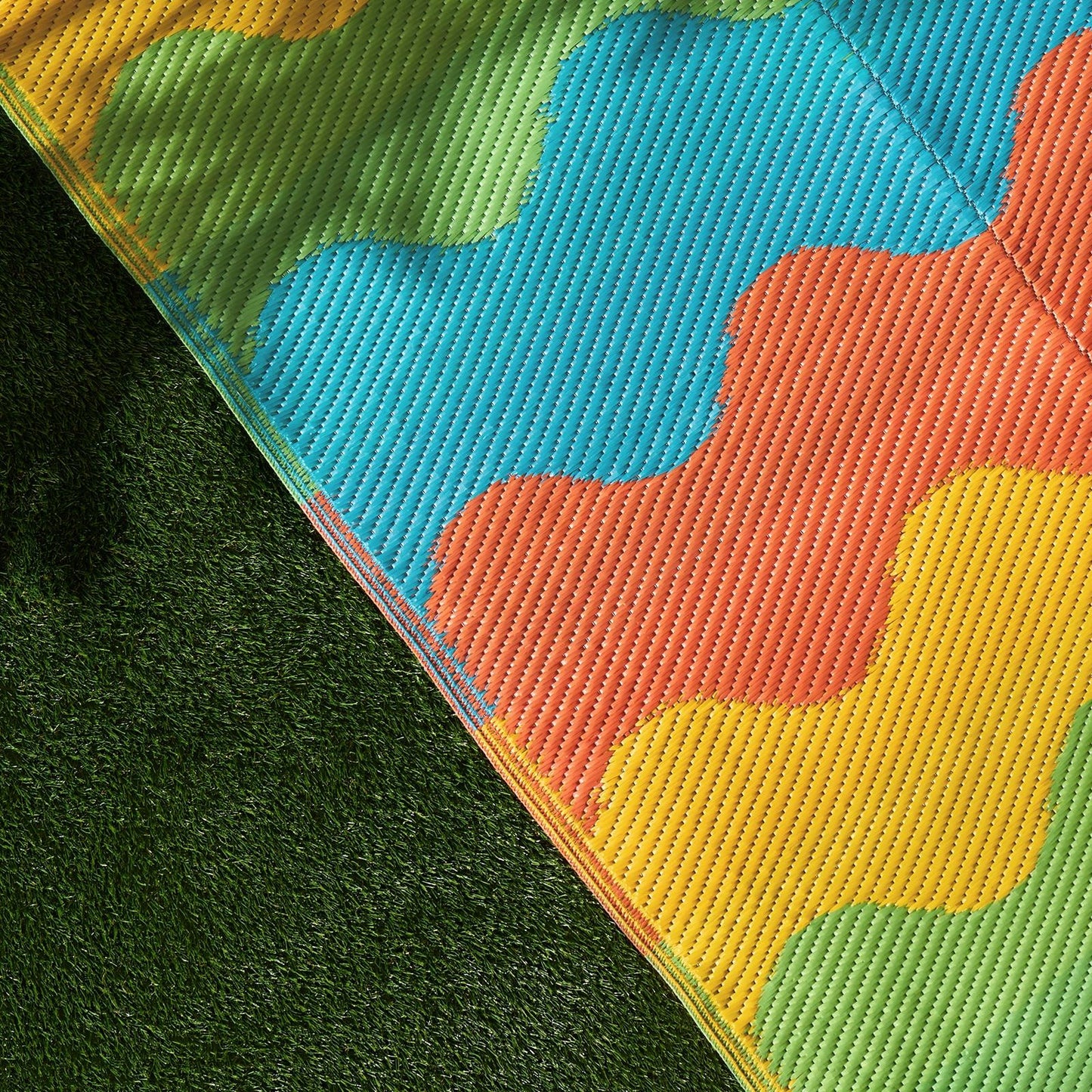 OHS Garden Rug Waved Lines Print Outdoor Waterproof Area Mat Patio Decor